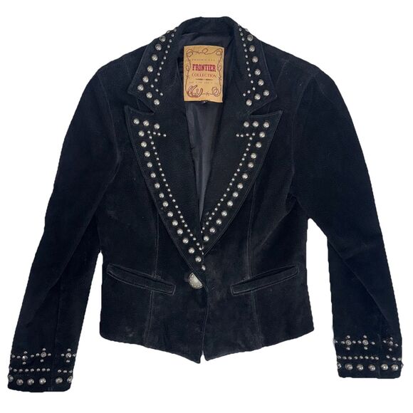 Frontier USA Phoenix Collection Black Suede Studded Western Jacket Women Small - Picture 5 of 11